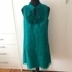 Gorgeous Turquoise 100% Silk Taffeta Dress